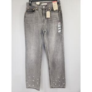 NEW Levis Size 28 Low Pro Straight Jean‎ Gray Splatter Acid Wash Bleach Paint
